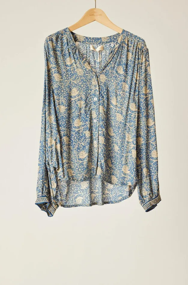 Tolan Shirt Water Lily Blue Women Natalie Martin Tops