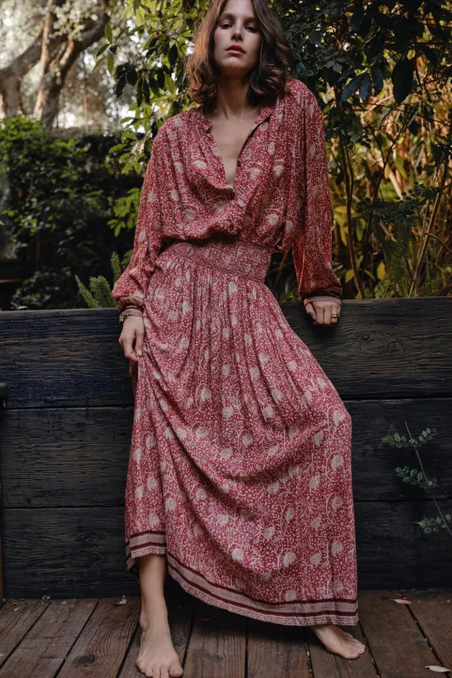 Tolan Shirt Water Lily Terracotta Women Natalie Martin Tops