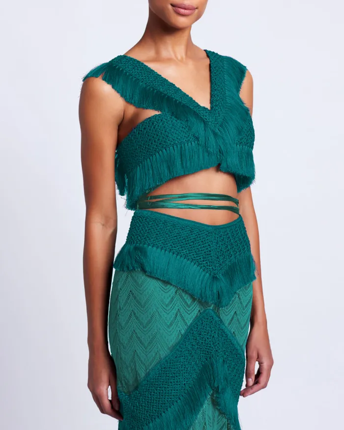 Tops and Bodysuits Women Patbo Fringe Trim Cropped Top Galapagos