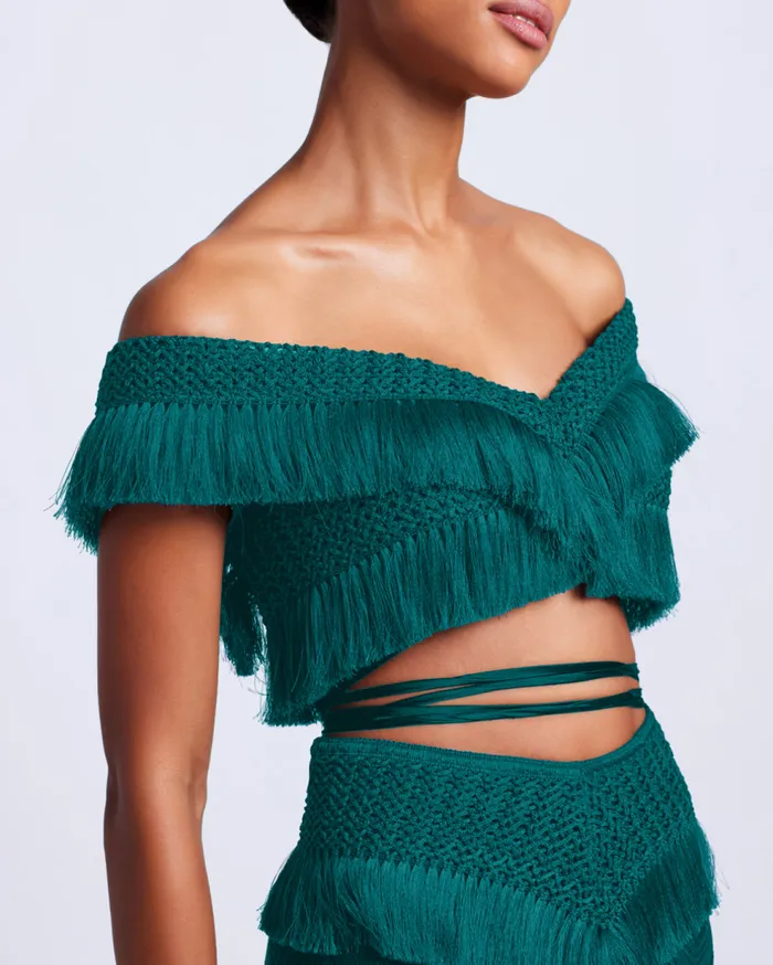 Tops and Bodysuits Women Patbo Fringe Trim Cropped Top Galapagos