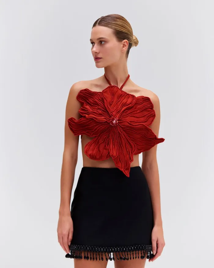 Tops and Bodysuits Women Patbo HandBeaded Flower Top Liquor