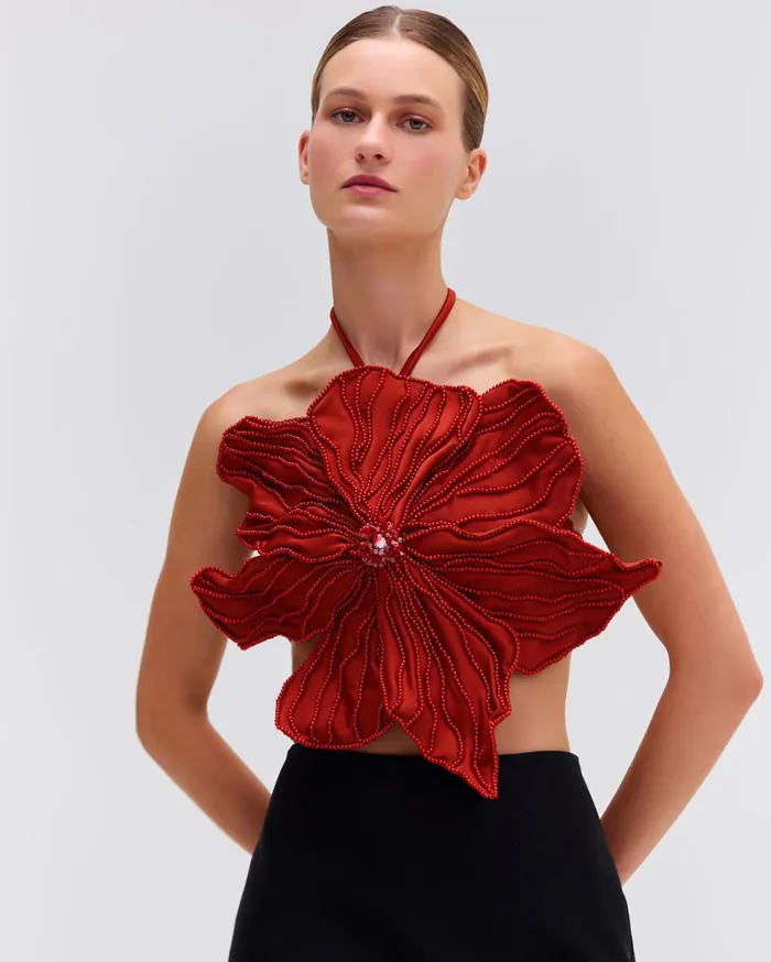 Tops and Bodysuits Women Patbo HandBeaded Flower Top Liquor