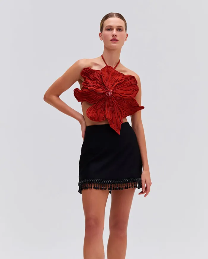 Tops and Bodysuits Women Patbo HandBeaded Flower Top Liquor