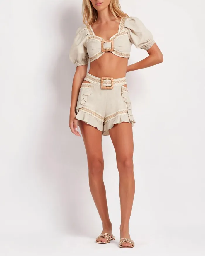 Tops and Bodysuits Women Patbo Jute Trim Cropped Top Natural