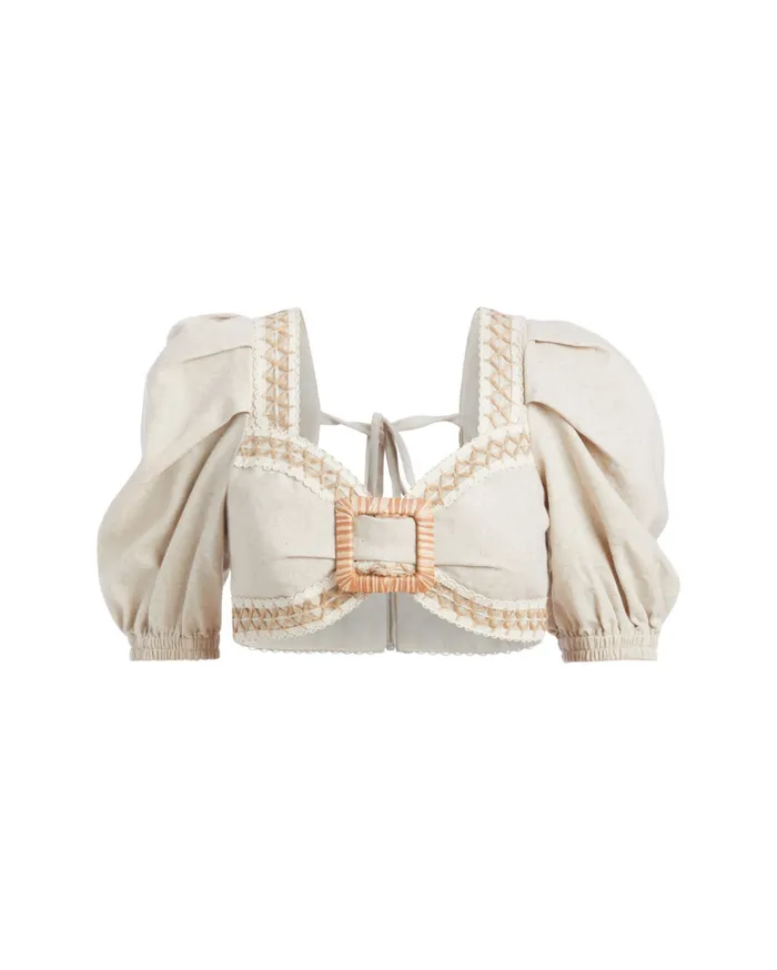 Tops and Bodysuits Women Patbo Jute Trim Cropped Top Natural