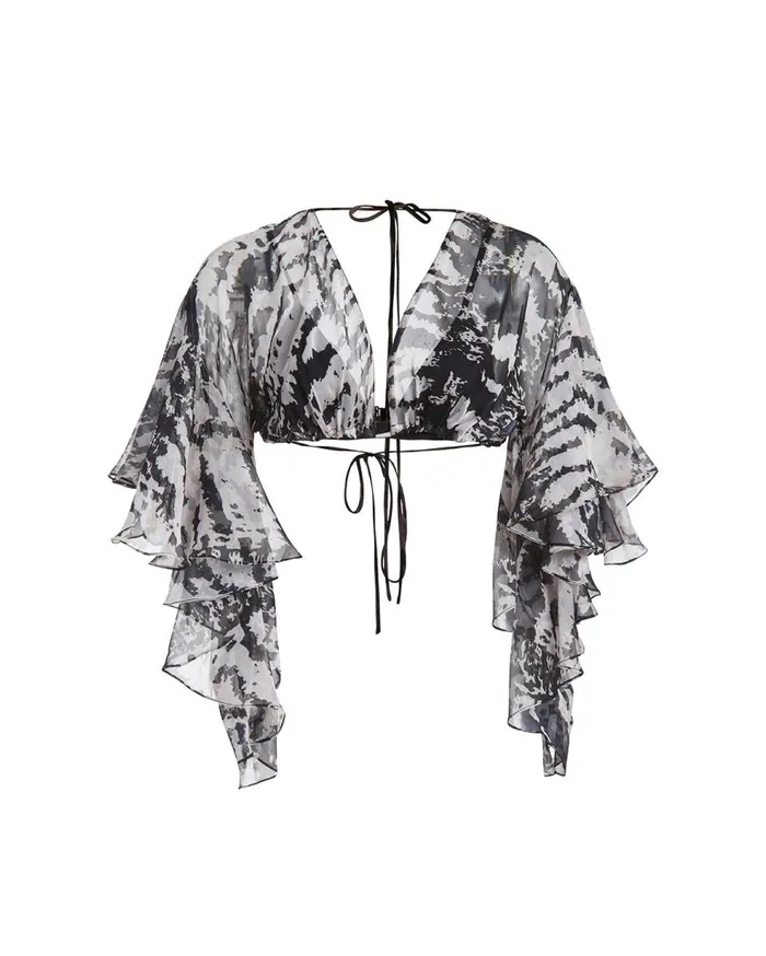 Tops and Bodysuits Women Patbo Patbo X Alessandra Ruffle Sleeve Top Blackwhite
