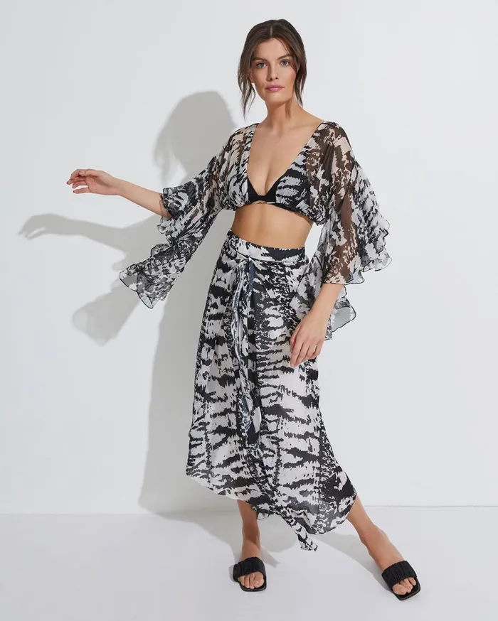 Tops and Bodysuits Women Patbo Patbo X Alessandra Ruffle Sleeve Top Blackwhite