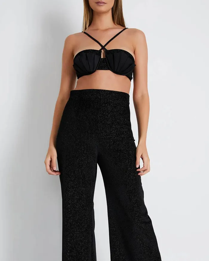 Tops and Bodysuits Women Patbo Pleated Satin Bralette Top Obsidian