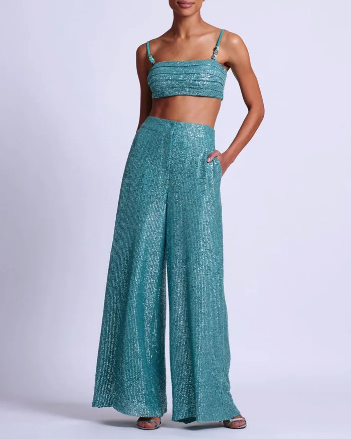 Tops and Bodysuits Women Patbo Sequin Cropped Top Aqua