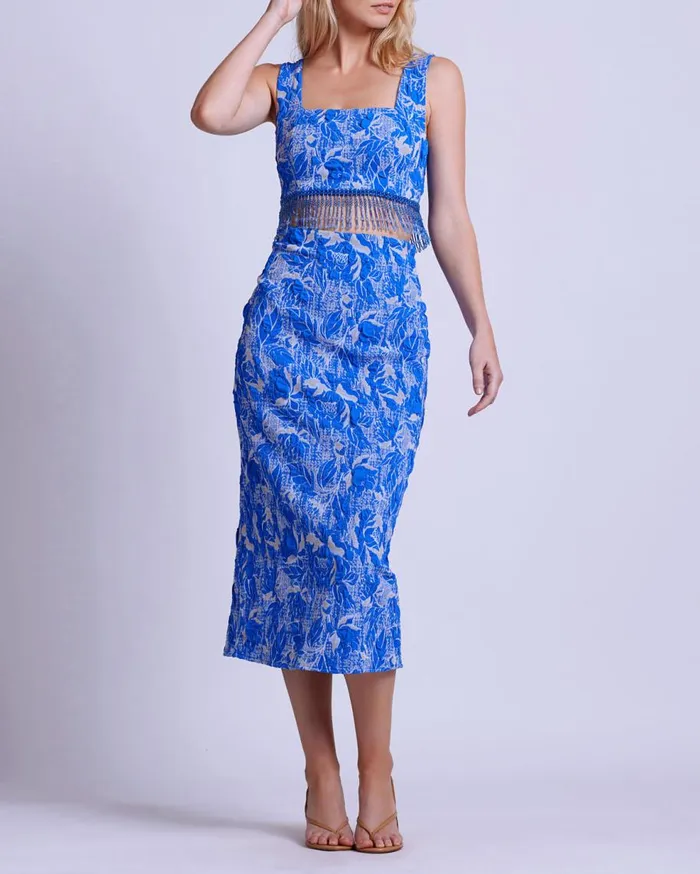 Tops and Bodysuits Women Patbo Stretch Jacquard Beaded Top Lapis