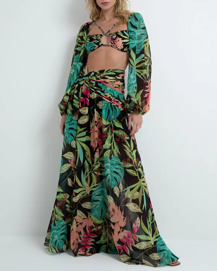 Tops and Bodysuits Women Patbo Tropicalia Stretch Cropped Top Black