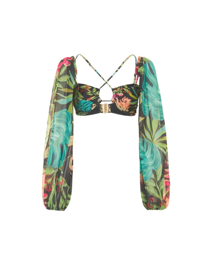 Tops and Bodysuits Women Patbo Tropicalia Stretch Cropped Top Black
