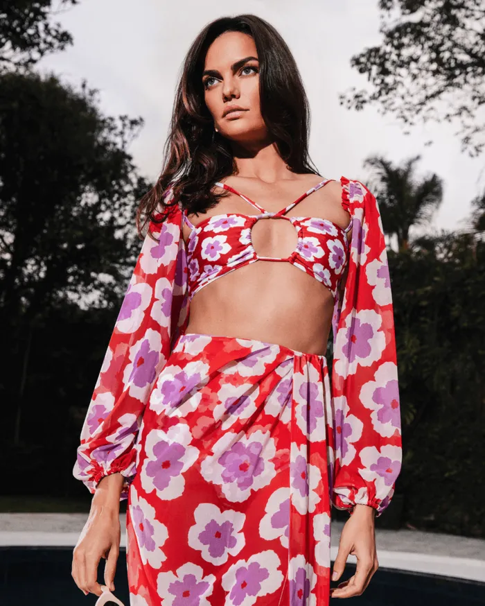 Tops and Bodysuits Women Patbo Windflower Long Sleeve Cropped Top Cherry