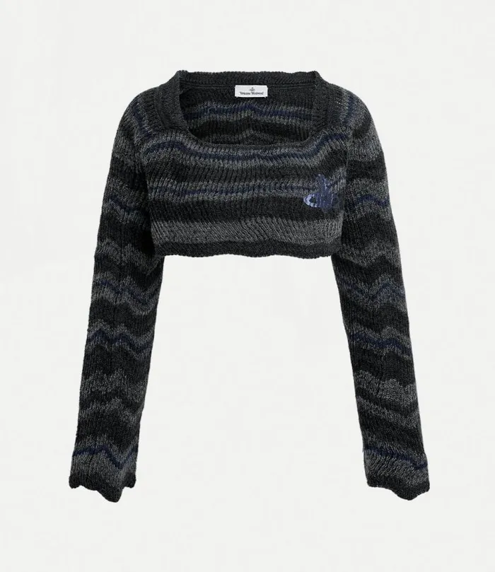 Tops And Shirts Women Vivienne Westwood Bedrock Cropped Top In MelangeBlue