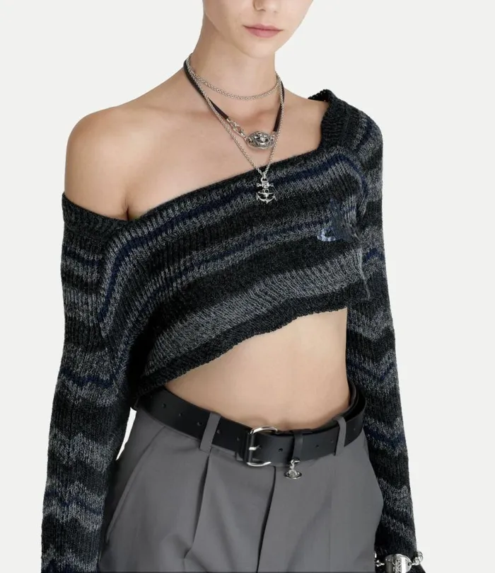 Tops And Shirts Women Vivienne Westwood Bedrock Cropped Top In MelangeBlue