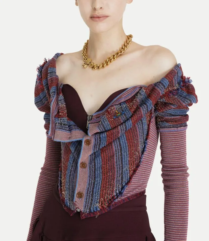 Tops And Shirts Women Vivienne Westwood Broken Stitch Corset Cardi In StripesGoldMetal