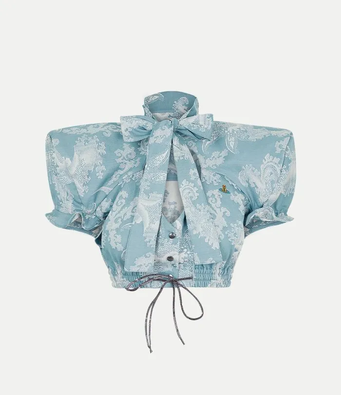 Tops And Shirts Women Vivienne Westwood Cropped Football Heart Shirt In BlueCoral Tops And Shirts Women Vivienne Westwood Cropped Football Heart Shirt In BlueCoral