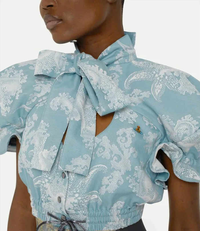 Tops And Shirts Women Vivienne Westwood Cropped Football Heart Shirt In BlueCoral
