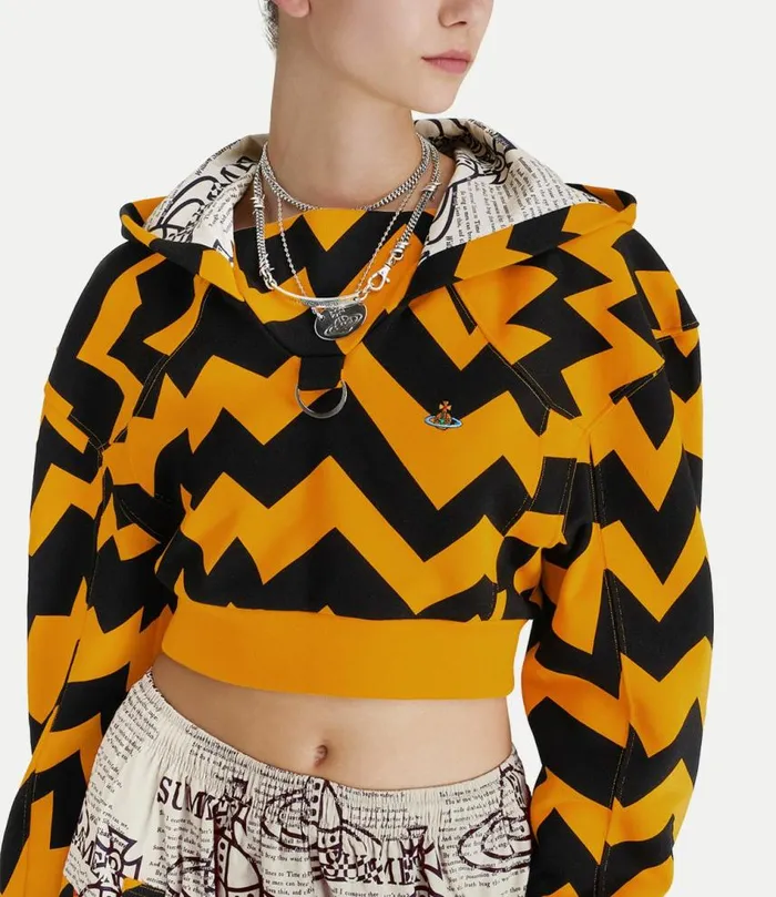 Tops And Shirts Women Vivienne Westwood Football Cropped Hoodie In ZigZag
