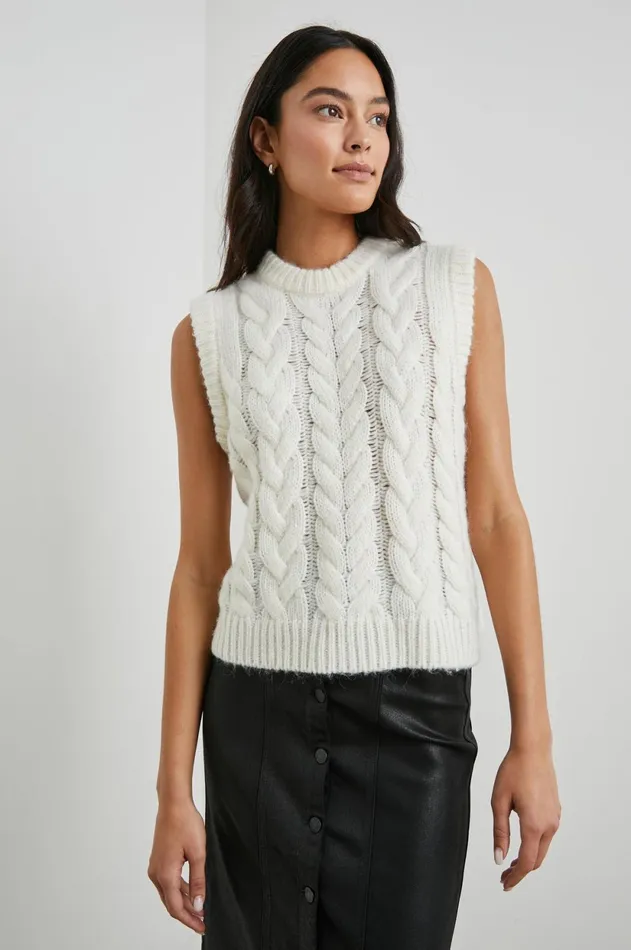 Tops Women Rails Alexis Sweater Vest Ivory