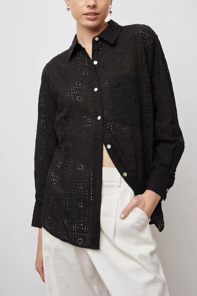Tops Women Rails Arlo Shirt Black Sea Eyelet