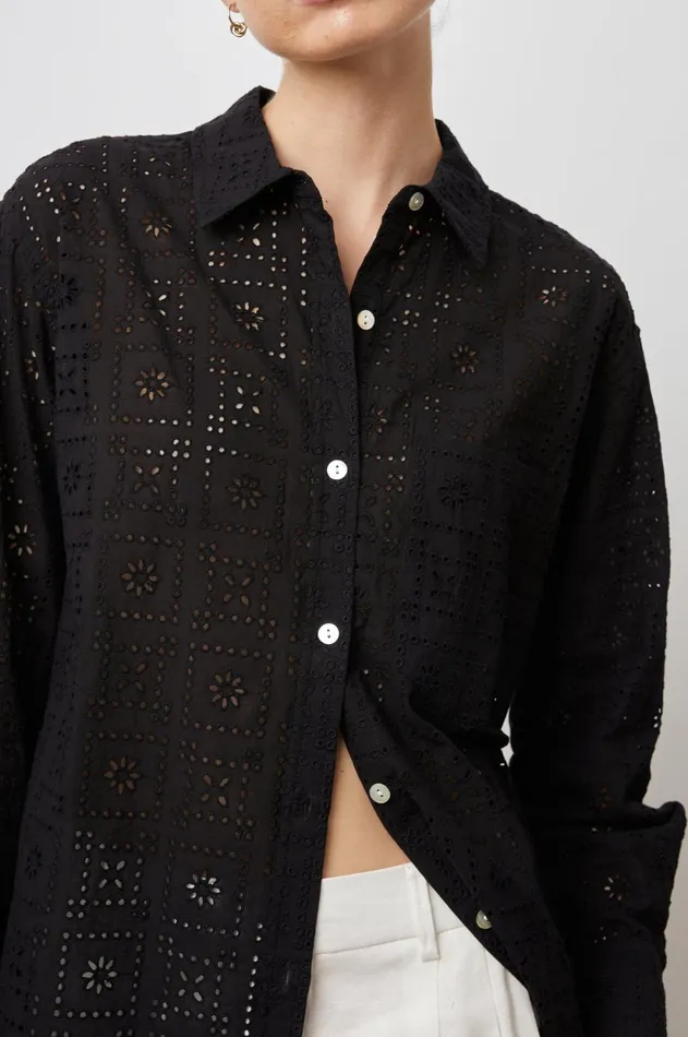 Tops Women Rails Arlo Shirt Black Sea Eyelet