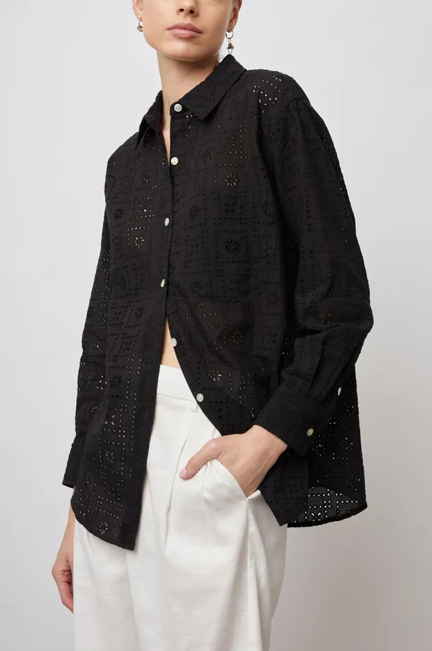 Tops Women Rails Arlo Shirt Black Sea Eyelet