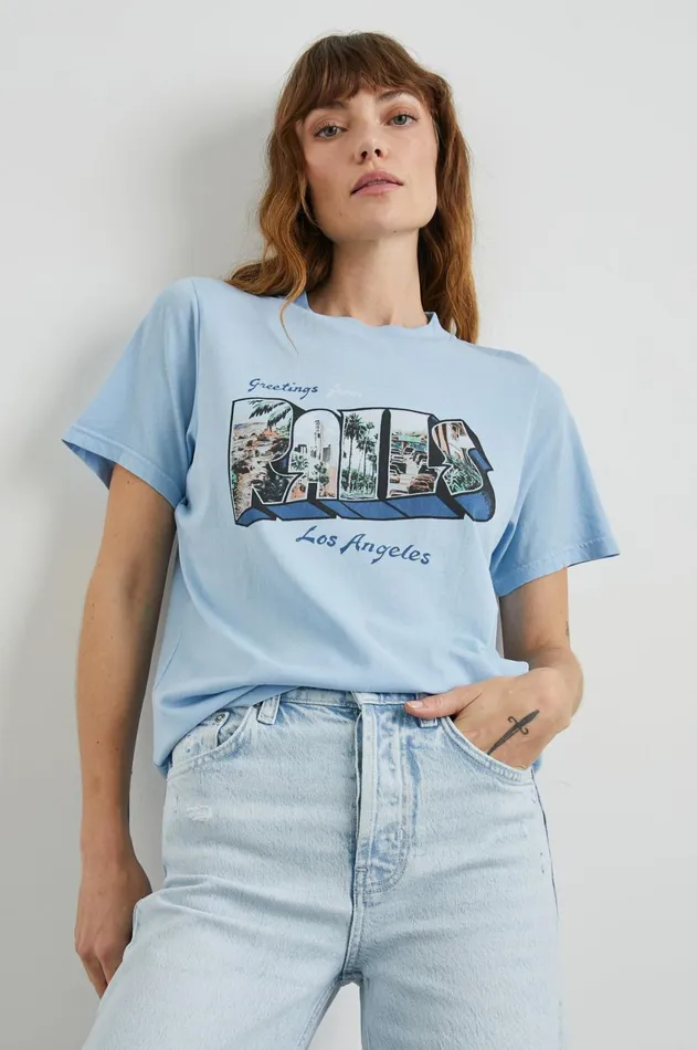Tops Women Rails Boyfriend TShirt Rails Blue La Postcard
