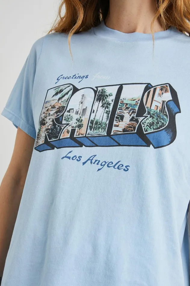 Tops Women Rails Boyfriend TShirt Rails Blue La Postcard