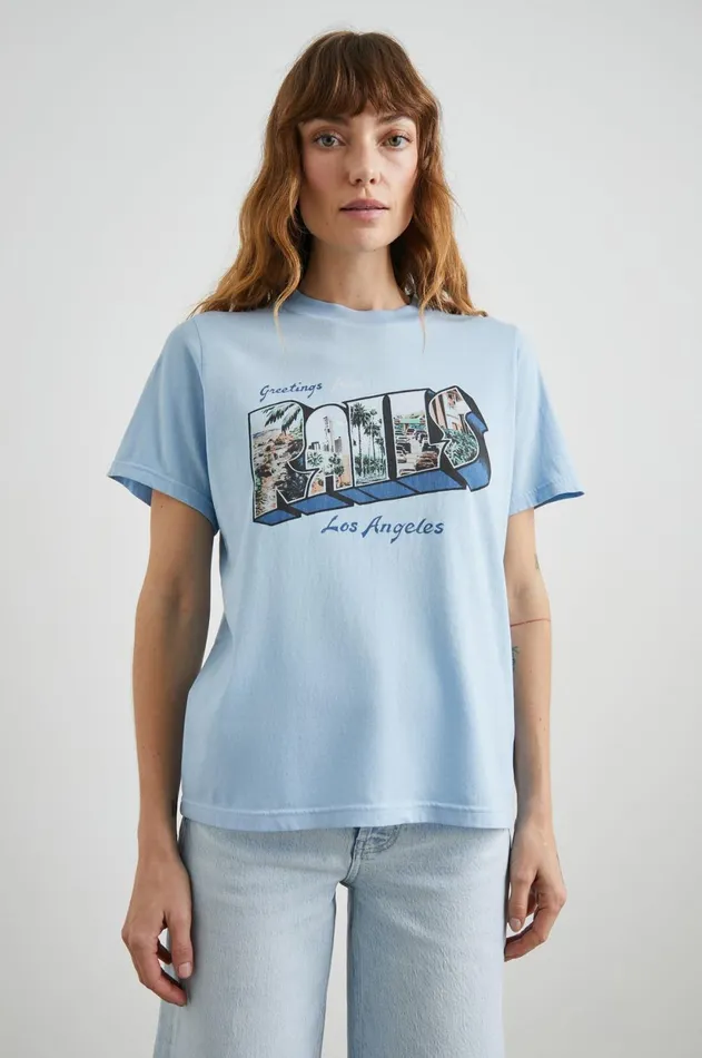 Tops Women Rails Boyfriend TShirt Rails Blue La Postcard