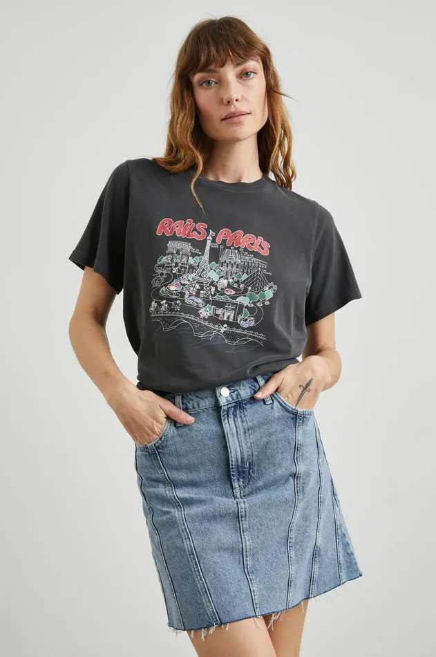 Tops Women Rails Boyfriend TShirt Rails Paris Map