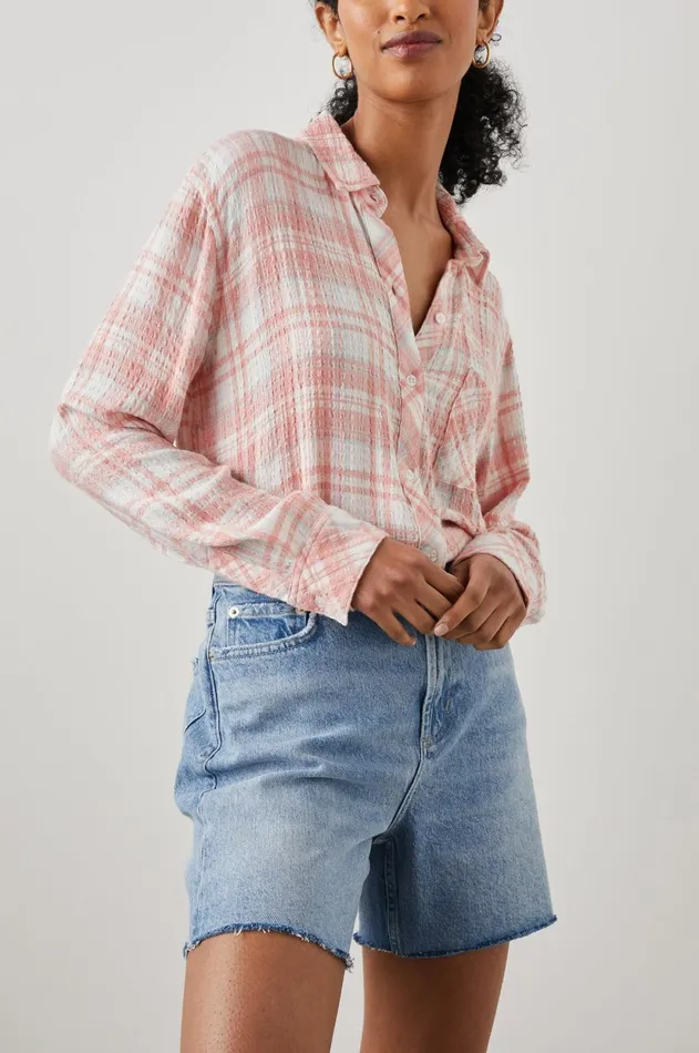 Tops Women Rails Brady Shirt White Peach Cloud