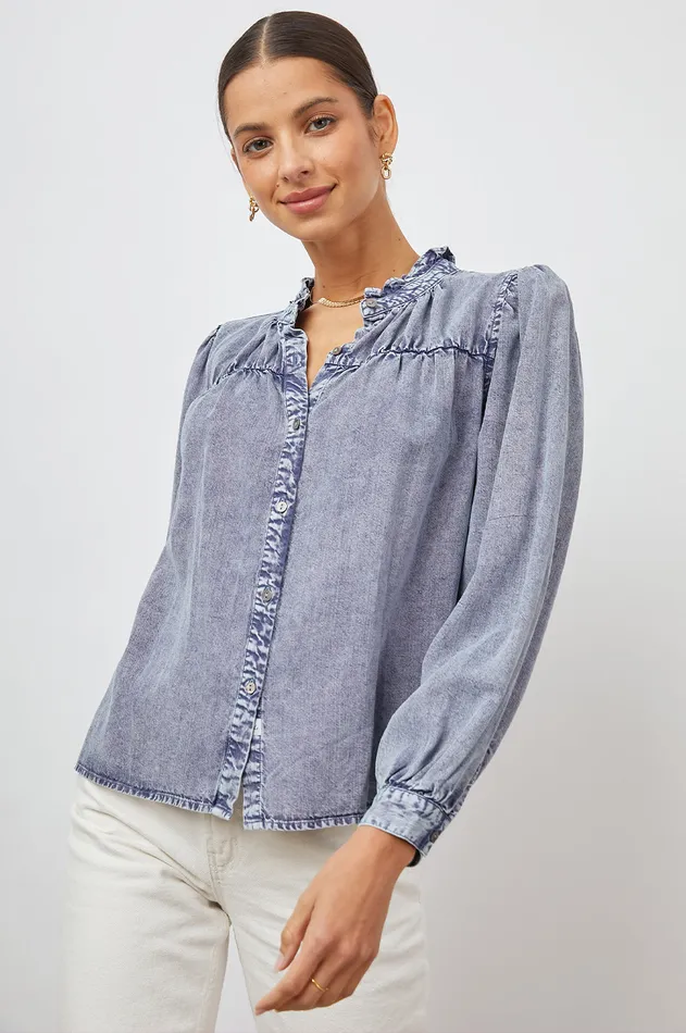 Tops Women Rails Camille Top Sapphire Acid Wash