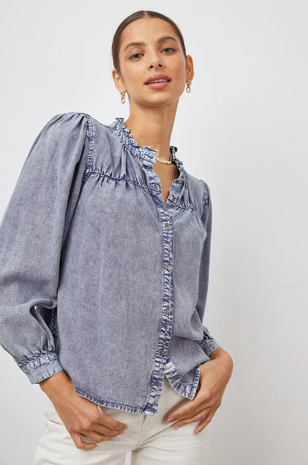 Tops Women Rails Camille Top Sapphire Acid Wash