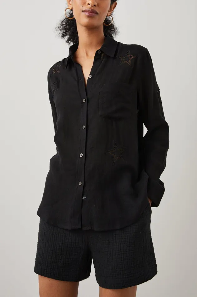 Tops Women Rails Charli Shirt Black Eyelet Stars