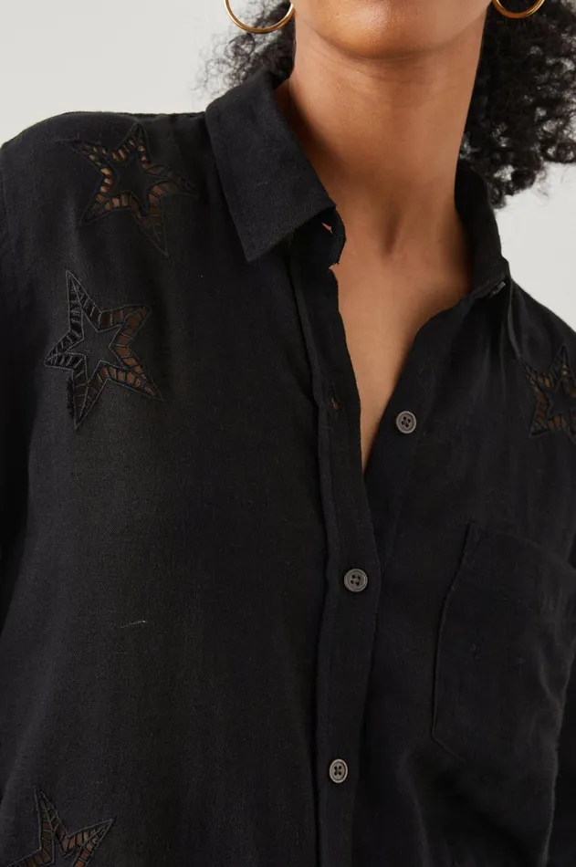 Tops Women Rails Charli Shirt Black Eyelet Stars