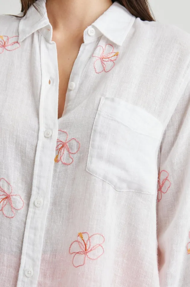 Tops Women Rails Charli Shirt Hibiscus Embroidery