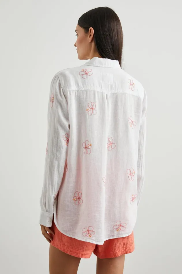 Tops Women Rails Charli Shirt Hibiscus Embroidery