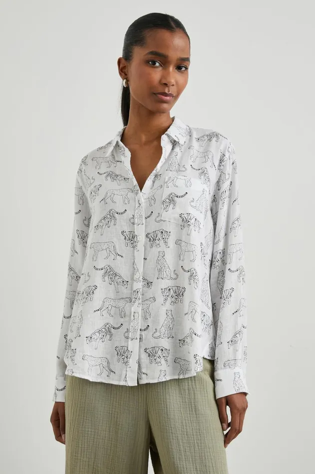 Tops Women Rails Charli Shirt Ivory Jungle Cats