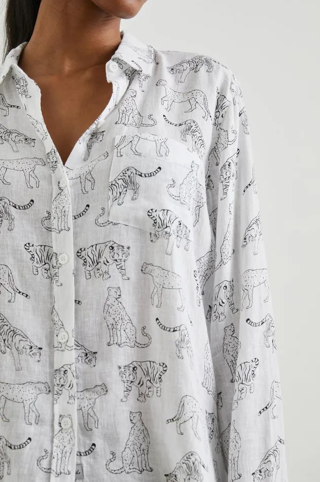 Tops Women Rails Charli Shirt Ivory Jungle Cats