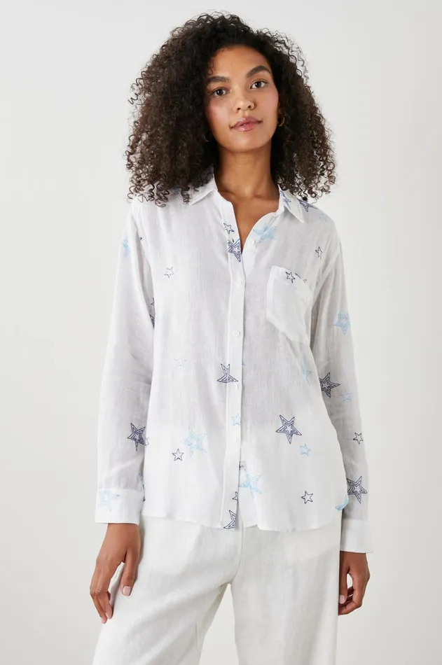 Tops Women Rails Charli Shirt Navy Stitched Stars