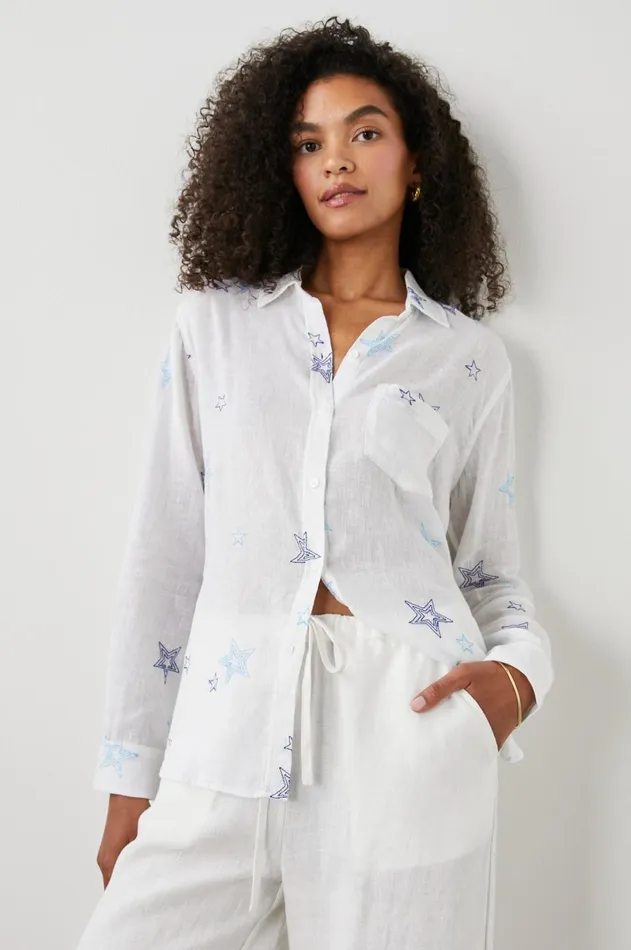 Tops Women Rails Charli Shirt Navy Stitched Stars