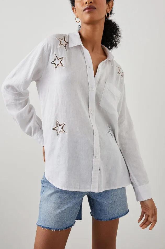 Tops Women Rails Charli Shirt White Eyelet Stars