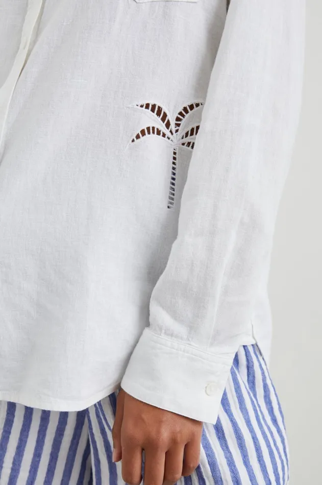 Tops Women Rails Charli Shirt White Palm Tree Eyelet