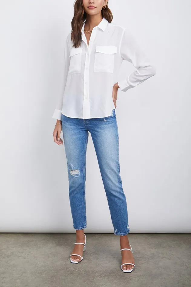 Tops Women Rails Cori Shirt Silk White