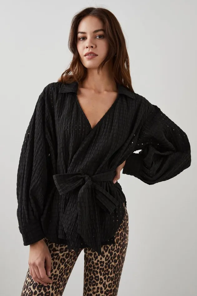 Tops Women Rails Eileen Top Black Seersucker