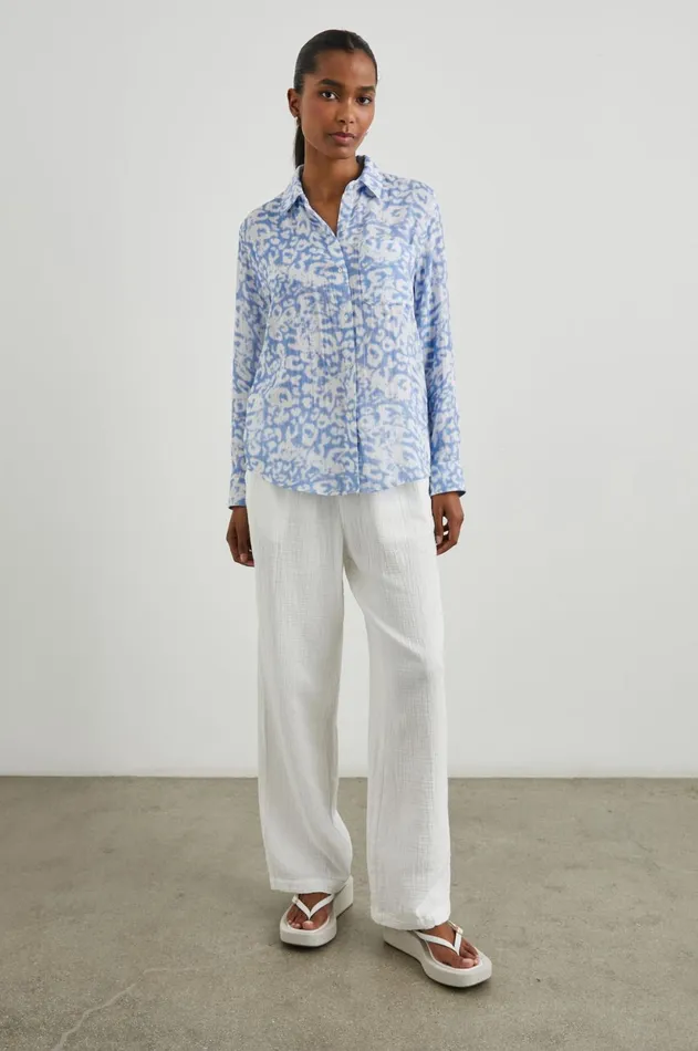 Tops Women Rails Ellis Shirt Blue Diffused Cheetah