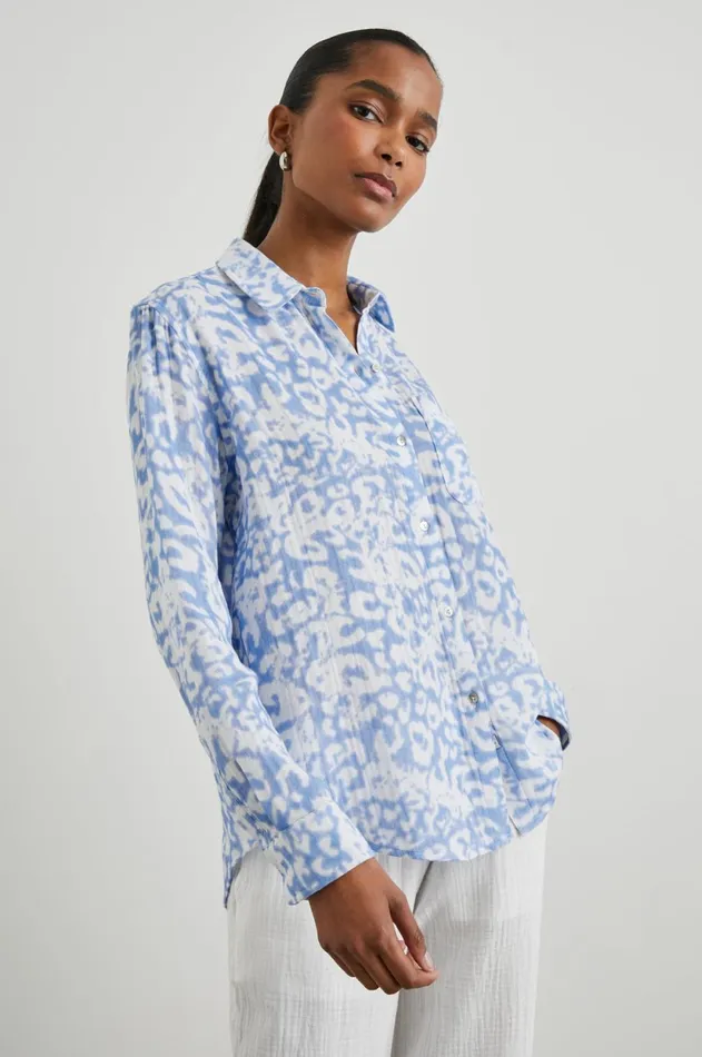 Tops Women Rails Ellis Shirt Blue Diffused Cheetah
