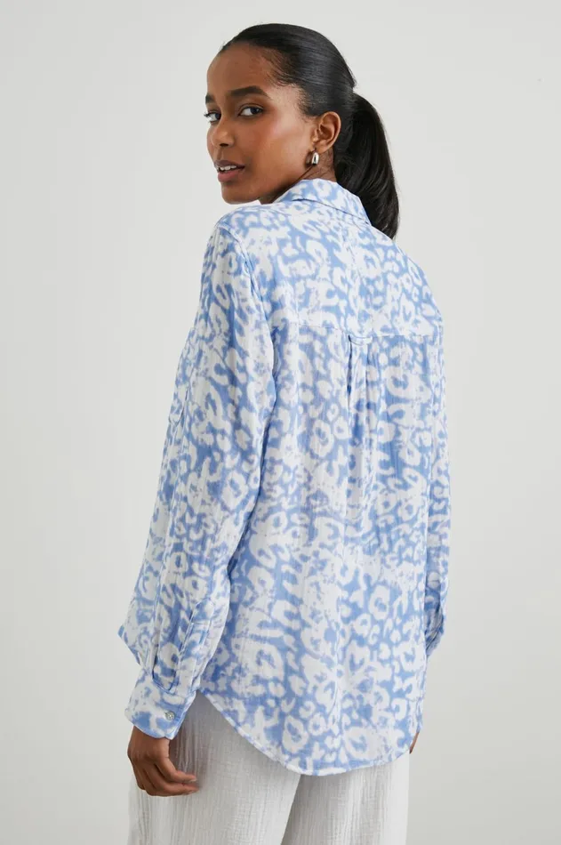 Tops Women Rails Ellis Shirt Blue Diffused Cheetah