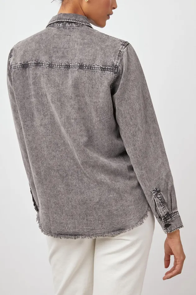 Tops Women Rails Henry Shirt Black Acid Wash